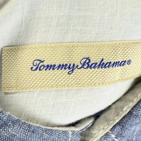 Tommy Bahama 100% Linen Short-Sleeve Camp Shirt – Light Blue Large, Resort Style - Picture 9 of 14